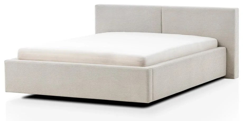 Beżowe łóżko dwuosobowe ze schowkiem ze stelażem 140x200 cm Cube – Meise Möbel