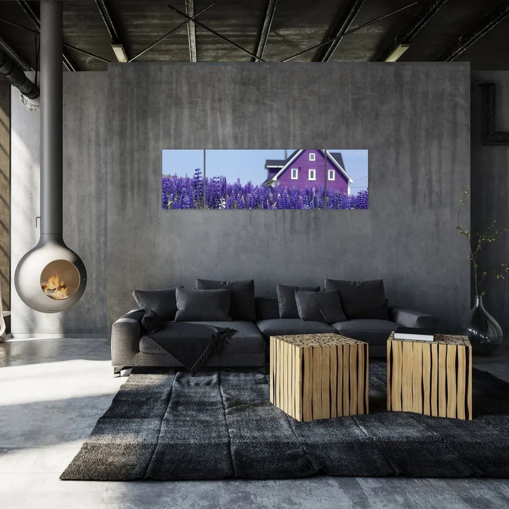 Obraz lawendowego pola (170x50 cm)