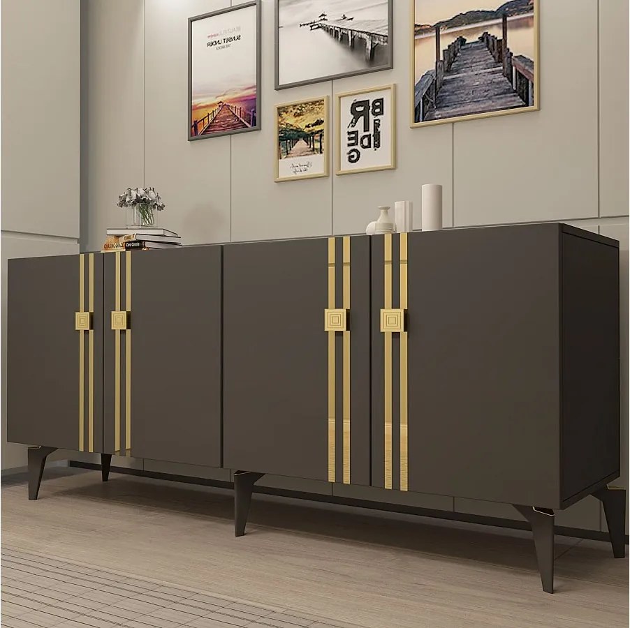 Komoda – 150 cm x 80 cm x 35 cm – Antracyt – Płyta wiórowa pokryta melaminą