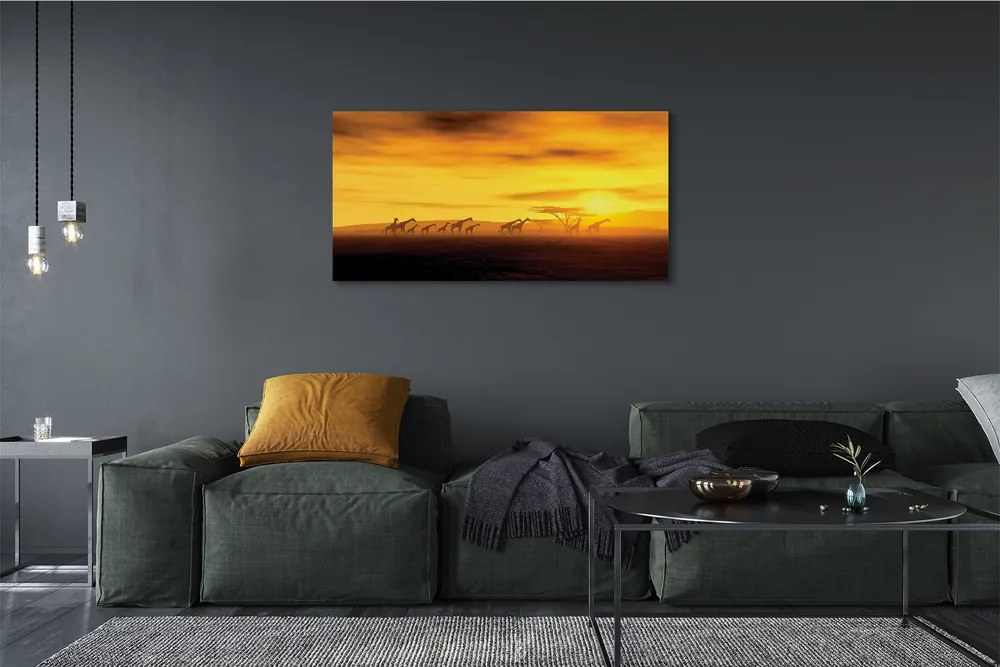 Duży obraz na płótnie Drzewo i Żyrafy pod Niebem