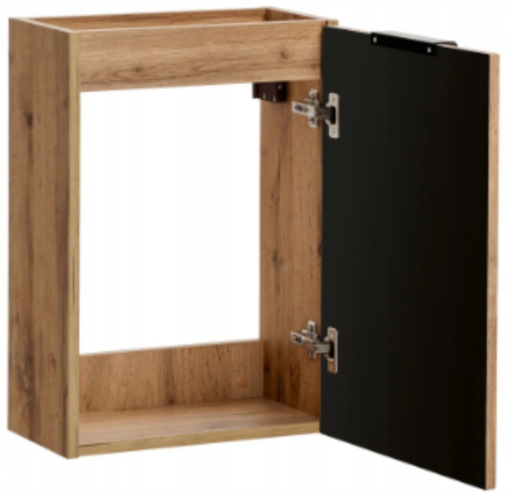 Szafka wisząca pod umywalkę w kolorze naturalnego drewna ryflowany front 40 x 22 cm ASTROS Light oak