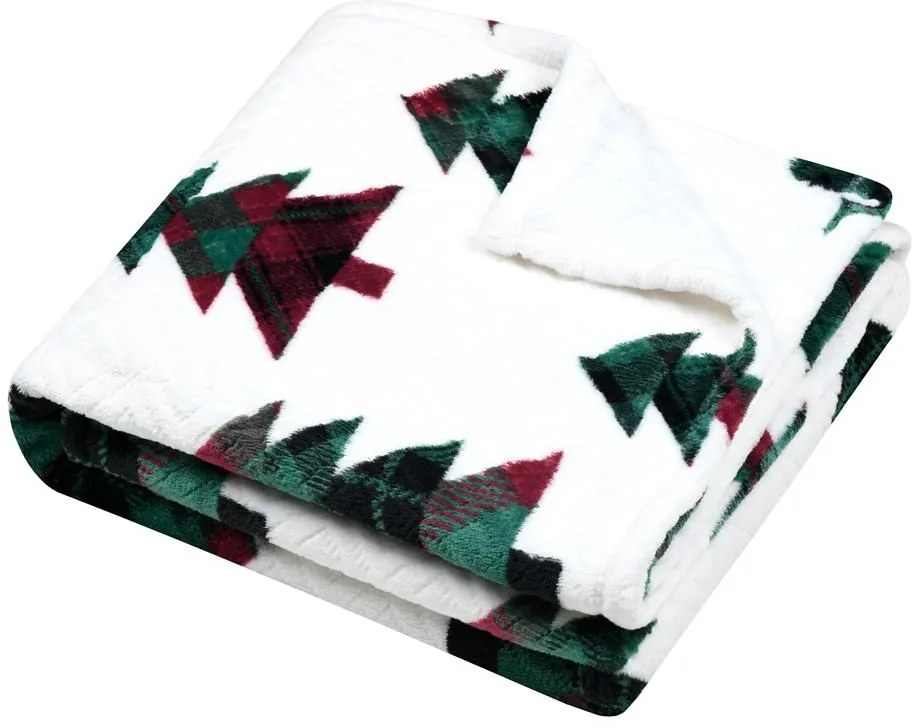 Koc świąteczny KLAUS w choinki, 130 × 160 cm