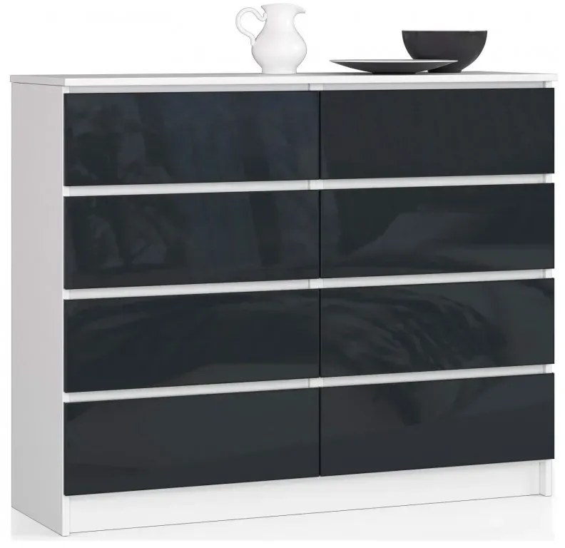 Komoda z szufladami do biura biała + grafit połysk C2-D30