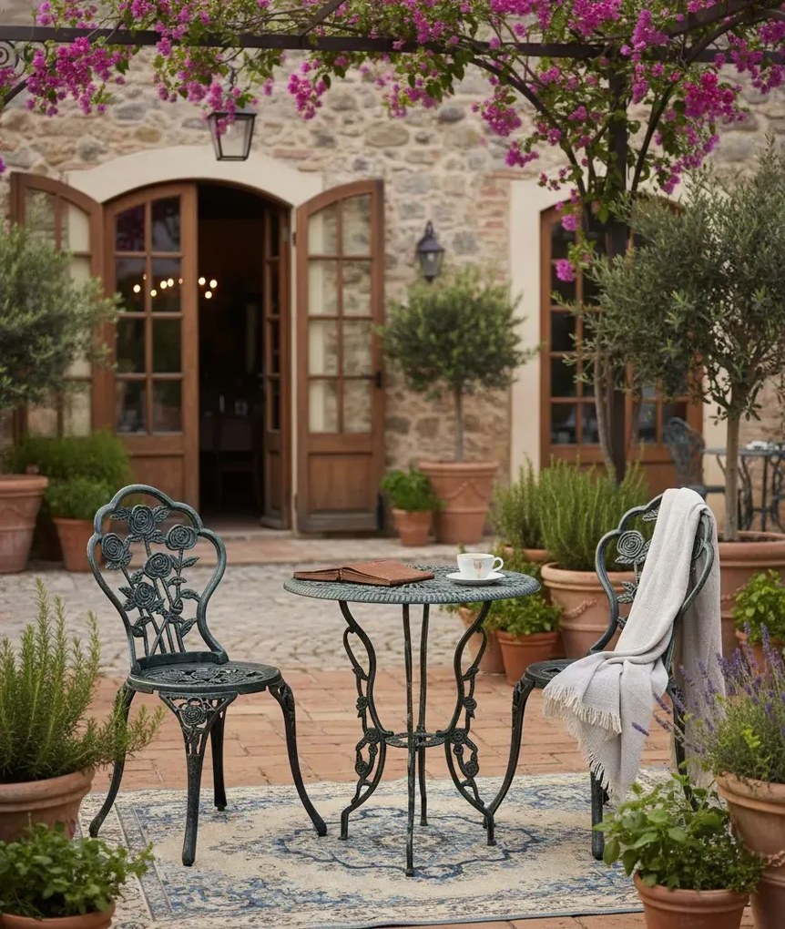 Zielony komplet mebli bistro na balkon N0-W56