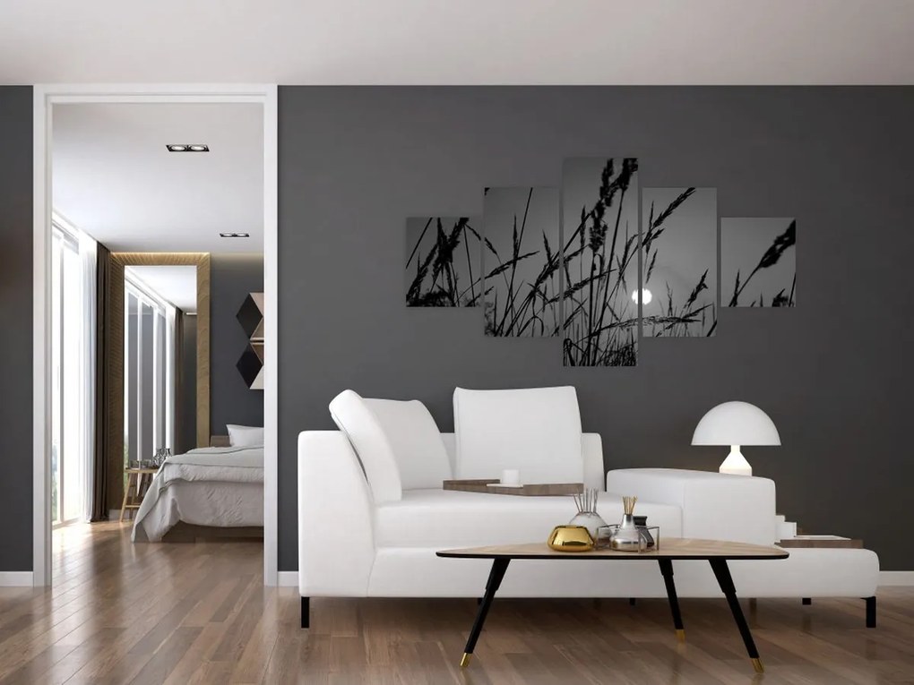 Obraz - Łąka z zachodem słońca (125x70 cm)
