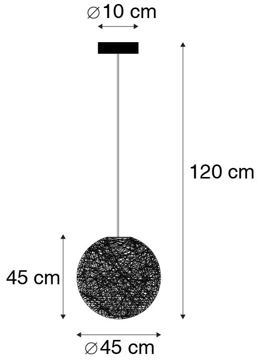 Wiejska lampa wisząca biała 45 cm - Corda Nowoczesny Oswietlenie wewnetrzne