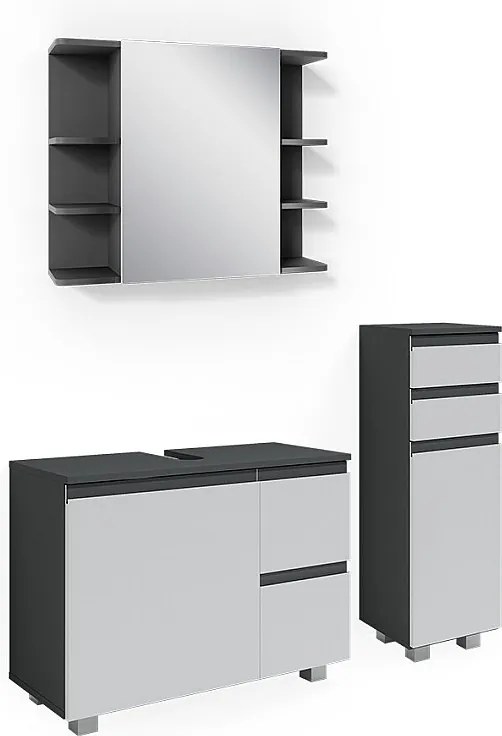 Zestaw mebli łazienkowych antracyt 80x33x60 j-shape