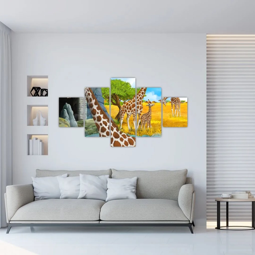 Obraz - Rodzina żyraf (125x70 cm)