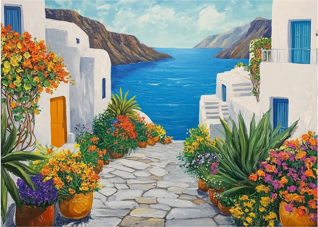 Obraz - Grecka uliczka (70x50 cm)