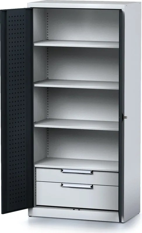 Szafa warsztatowa MECHANIC, 1950 x 920 x 500 mm, 3 półki, 2 szuflady, grafitowe drzwi