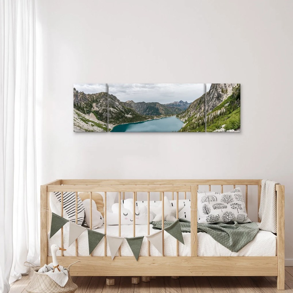 Obraz jeziora w górach (170x50 cm)