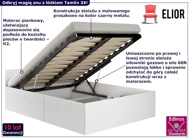 Młodzieżowe białe łóżko ze stelażem 120x200 - Esperox 4X