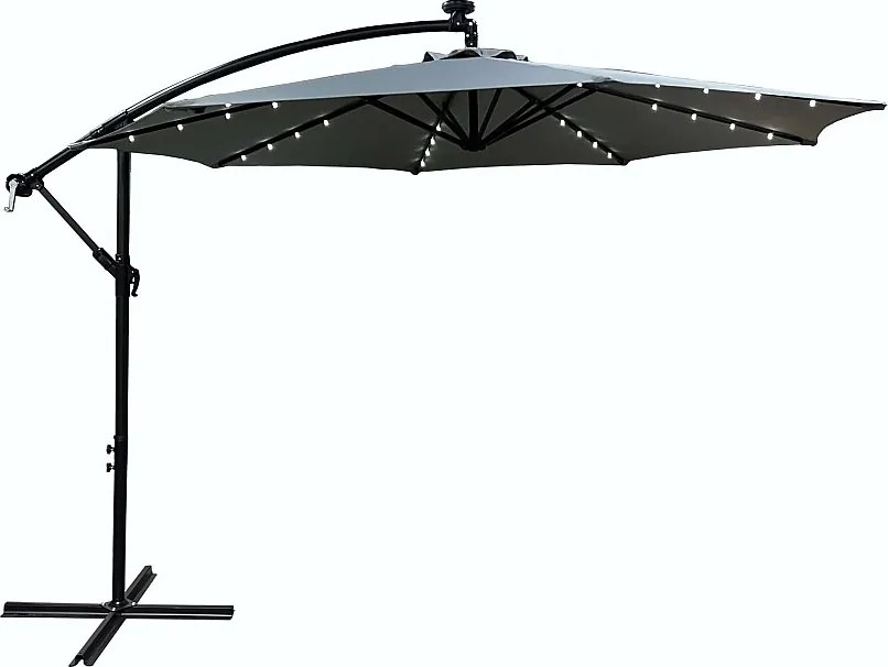 Parasol ogrodowy MILIN jasnoszary z oświetleniem LED waga 12,7 kg wymiary 300x00x45 cm