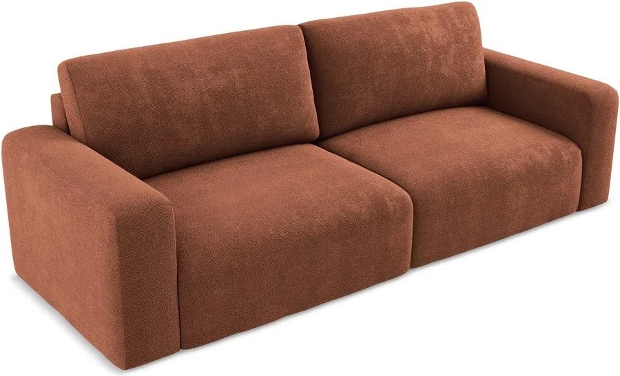 Rozkładana sofa ze schowkiem z tkaniny szenilowej w kolorze terakoty 252 cm Kona – Makamii