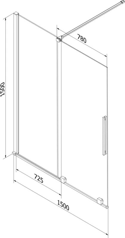 Mexen Velar parawan nawannowy 2-skrzydłowy rozsuwany 150 x 150 cm, transparent, chrom - 896-150-000-01-01