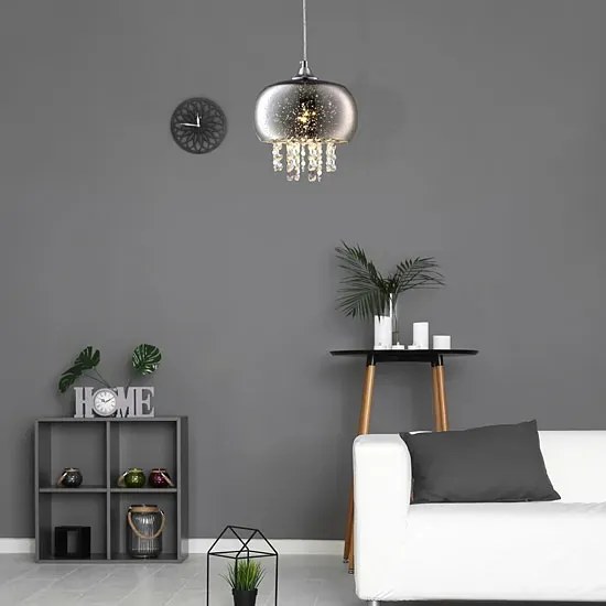 Wisząca kryształowa lampa ze szklanym kloszem - S003-Vallos