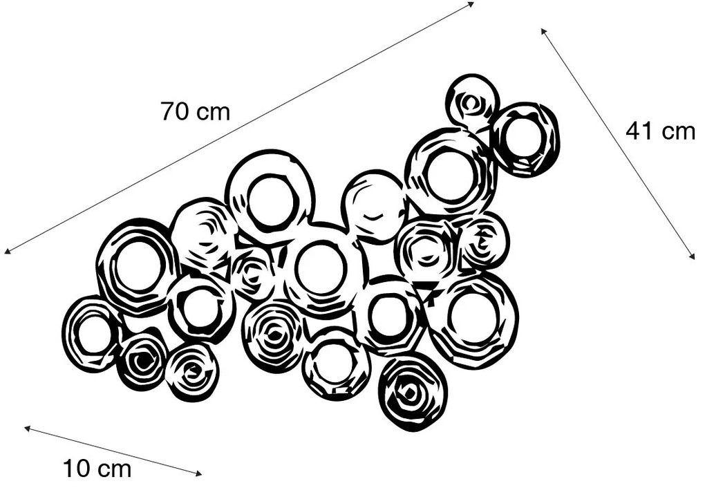 Lampa ścienna w stylu art deco miedziana 77 cm - Circles