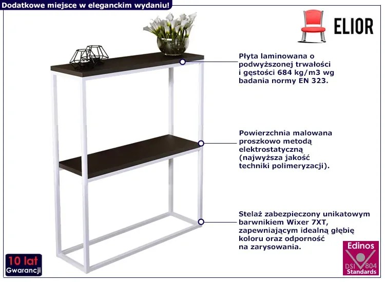 Loftowa konsola z półkami biały + czarny E5-K05