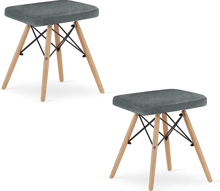 Zestaw 2 krzeseł Valora PEKO z szarą tkaniną i nogami z drewna bukowego