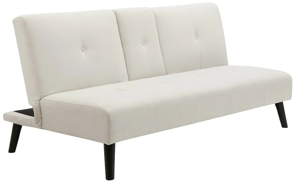 Kanapa rozkładana  3-osobowa z beżowego materiału z półką CLOSIPA