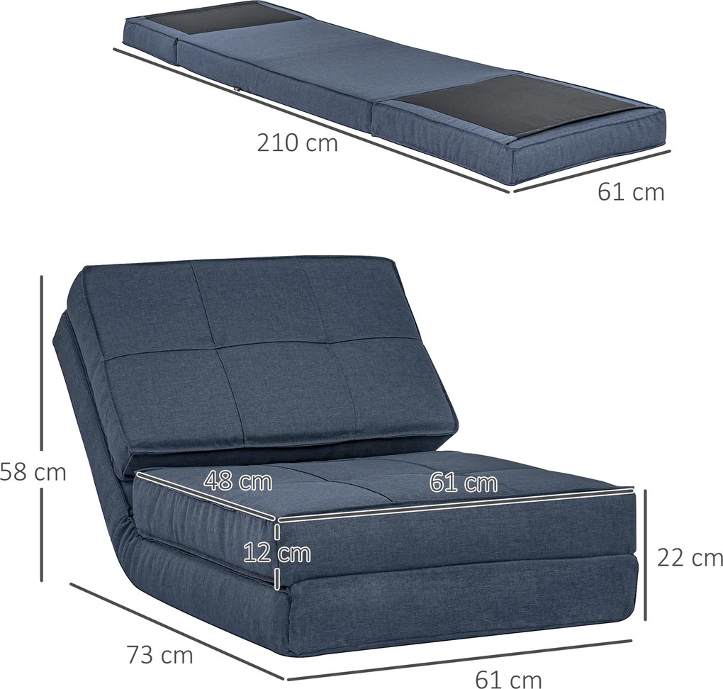 HOMCOM Fotel podłogowy rozkładany, 5-stopniowa regulacja, granatowy, 61x73x58cm | Aosom PL