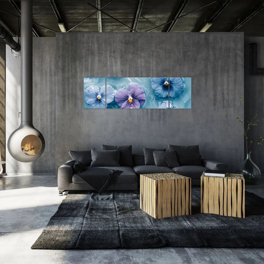 Obraz - Fiołki w wodzie (170x50 cm)
