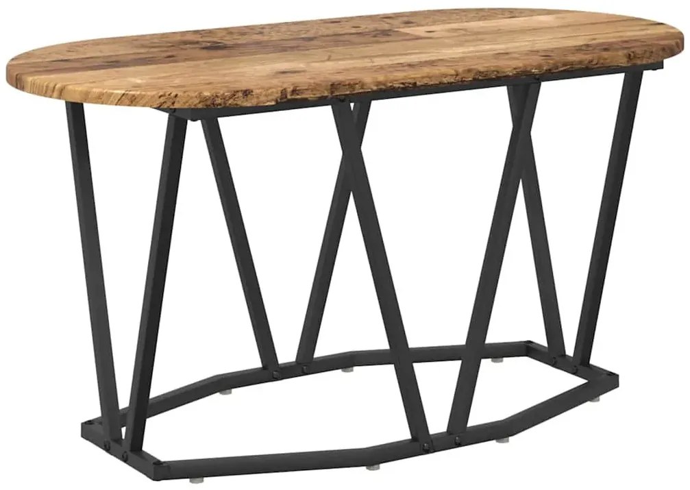 Metalowy owalny stolik kawowy stare drewno D6-T34
