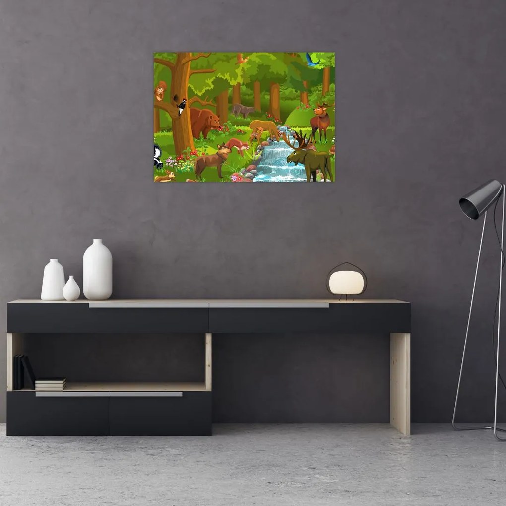 Dziecięcy obraz ze zwierzątkami (70x50 cm)