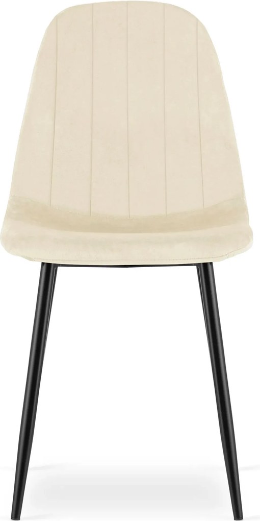 Jasnobeżowe tapicerowane krzesło na czarnych nogach W8-G02