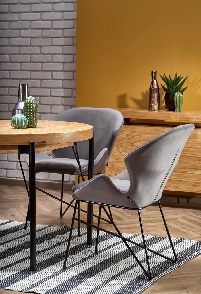 INFERNO stół rozkładany dąb naturalny - czarny owalny loft 4/10 osobowy