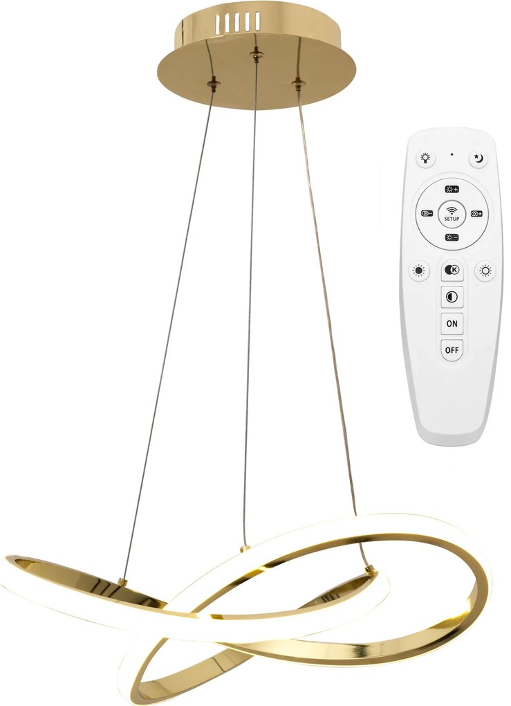 Lampa Sufitowa Wisząca Ring Nowoczesna LED + Pilot APP390-CP Złota
