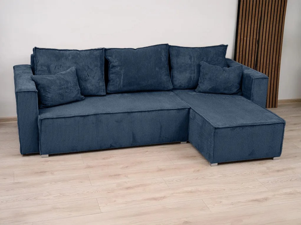 Rozkładana narożna sofa SMART COSARO granatowa, dwustronna + 2 poduszki GRATIS