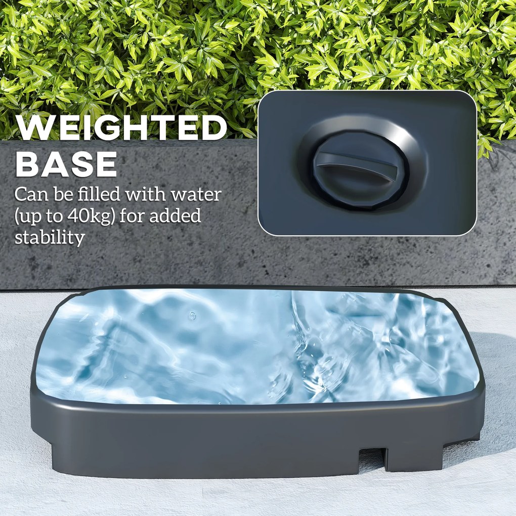 Outsunny Parasol boczny 247 x 247 cm regulowany z podwójnym dachem, korbą i podstawą, wodoodporny, ciemnoszary | Aosom PL