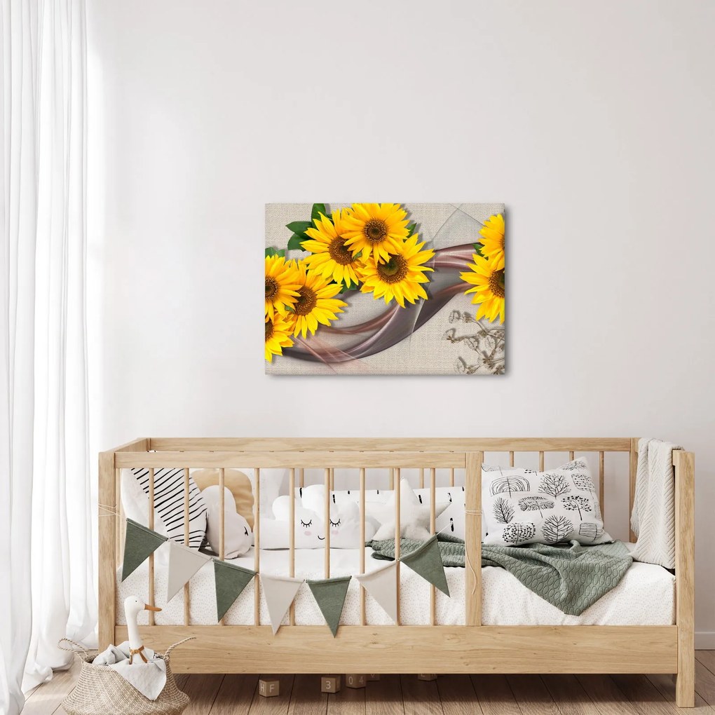 Obraz - Świecące kwiaty słonecznika (70x50 cm)