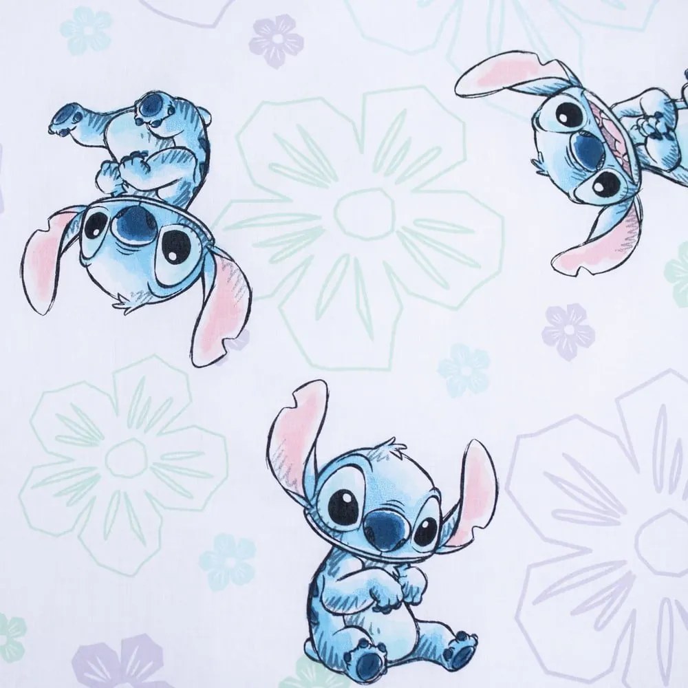 Biała bawełniana pościel dziecięca jednoosobowa 140x200 cm Lilo and Stitch "Ohana White" – Jerry Fabrics