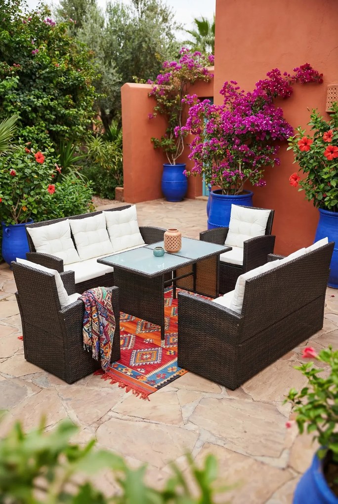 Zestaw brązowych mebli ogrodowych G9-K09