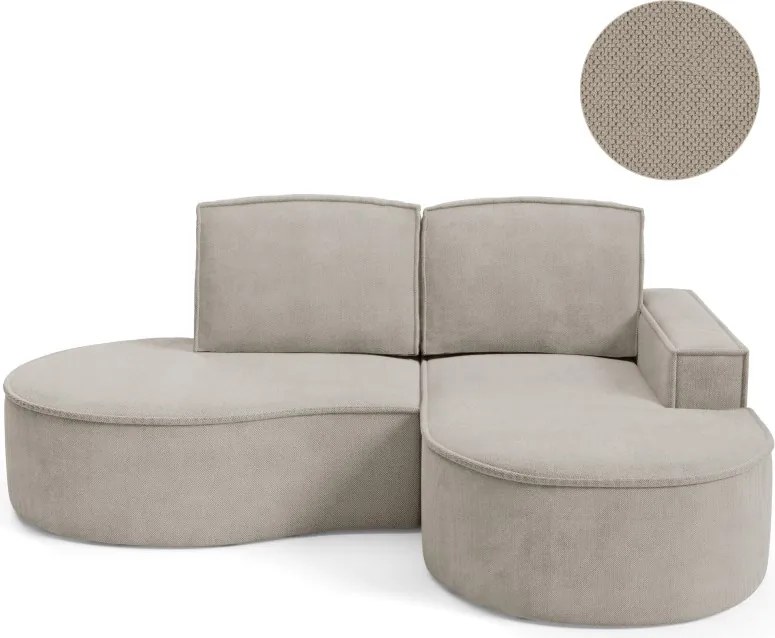 Narożnik MOLLY Prawostronny bez funkcji spania, wolnostojący tkanina CURIO 11 Popielaty