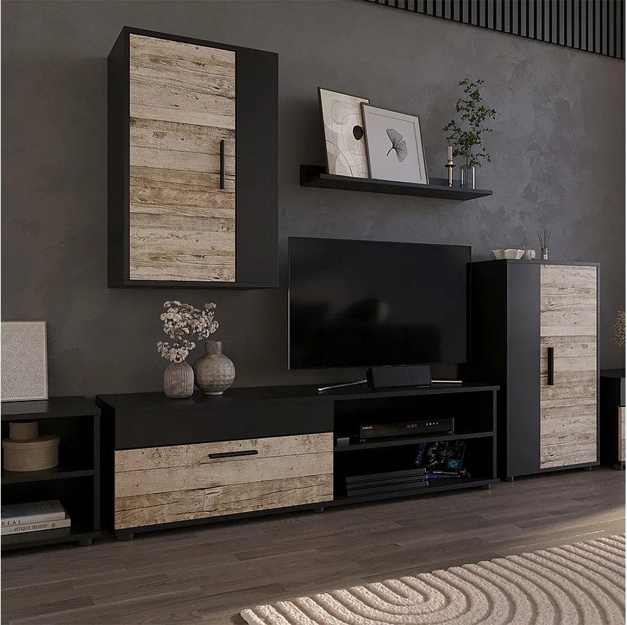 Szafka dolna i półka dąb czarny/piaskowy 139.8x35.3x38.9 berno