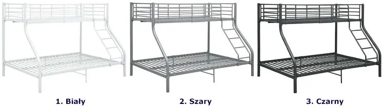 Łóżko piętrowe kolor biały metal 140x200 cm/90x200 cm W7-G89