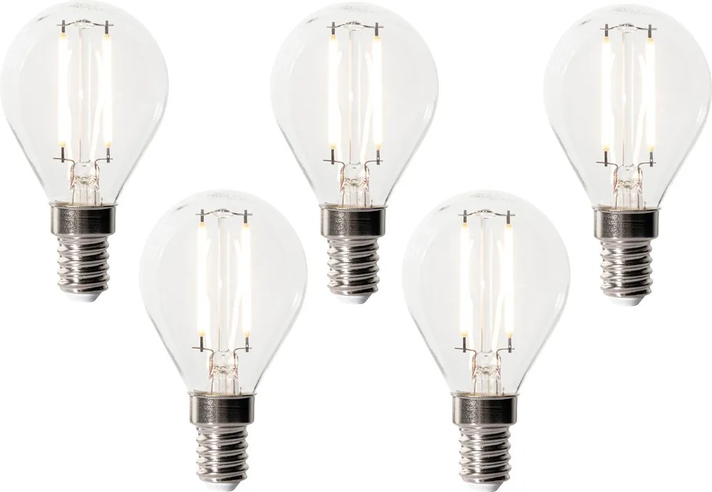 Zestaw 5 ściemnialnych żarówek LED E14 P45 przezroczyste szkło 3W 350 lm 3000K