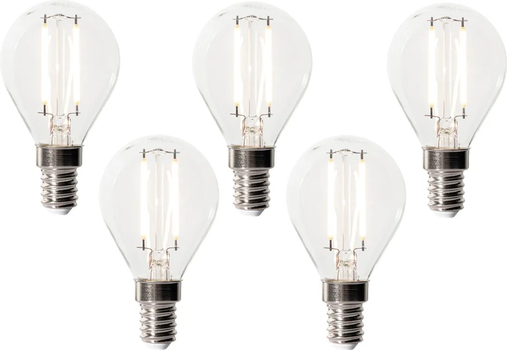 Zestaw 5 ściemnialnych żarówek LED E14 P45 z przezroczystego szkła 3W 350 lm 3000K