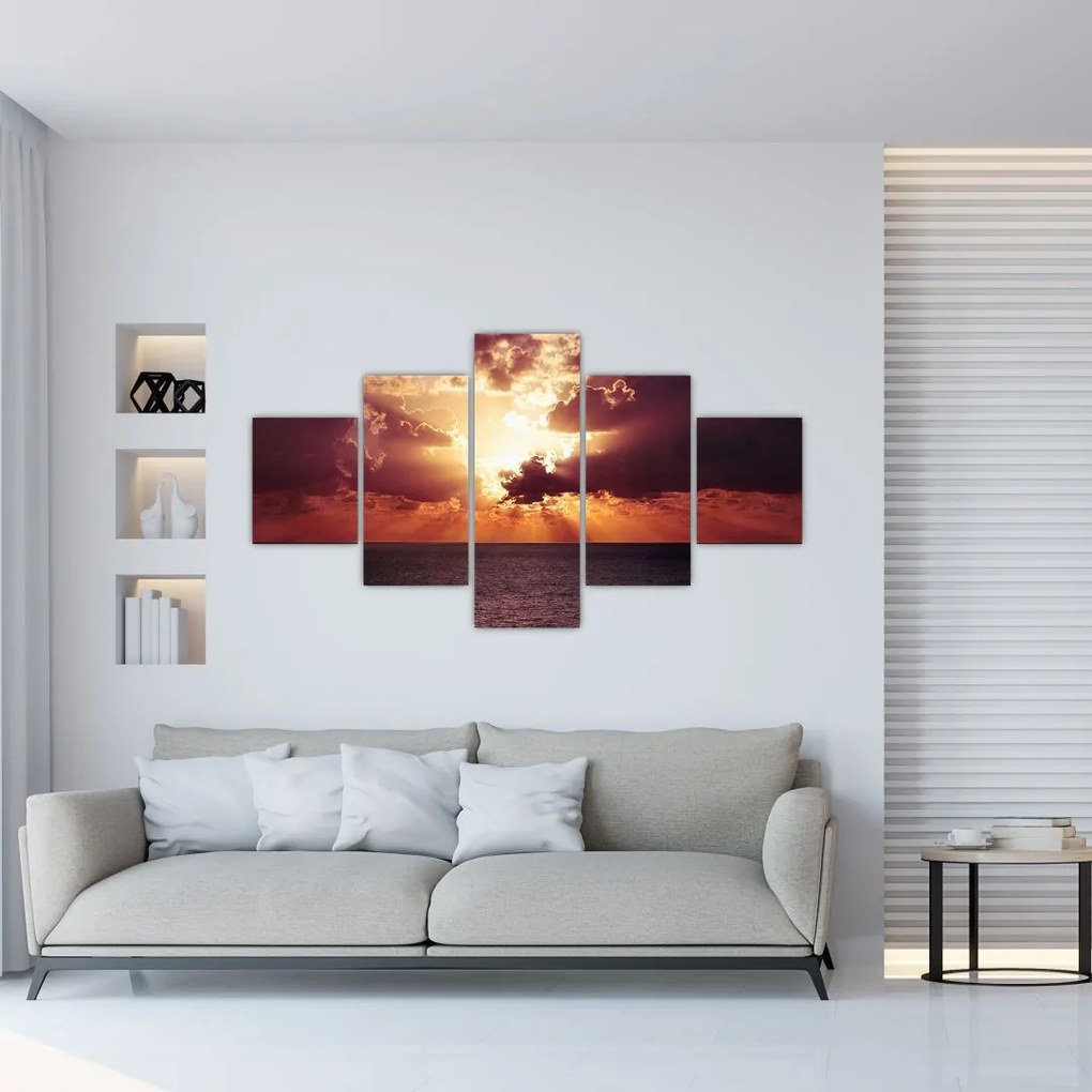 Obraz słońca za chmurami (125x70 cm)