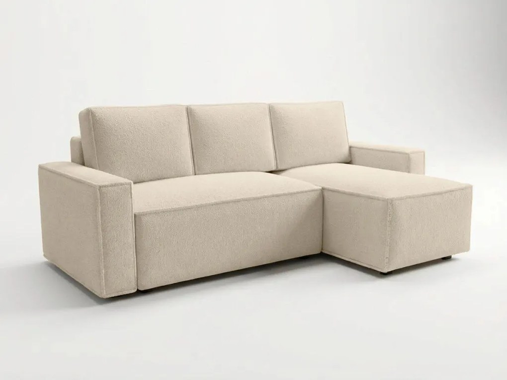 Rozkładana narożna sofa SMART BOUCLE 232x143 cm, kremowa, uniwersalna