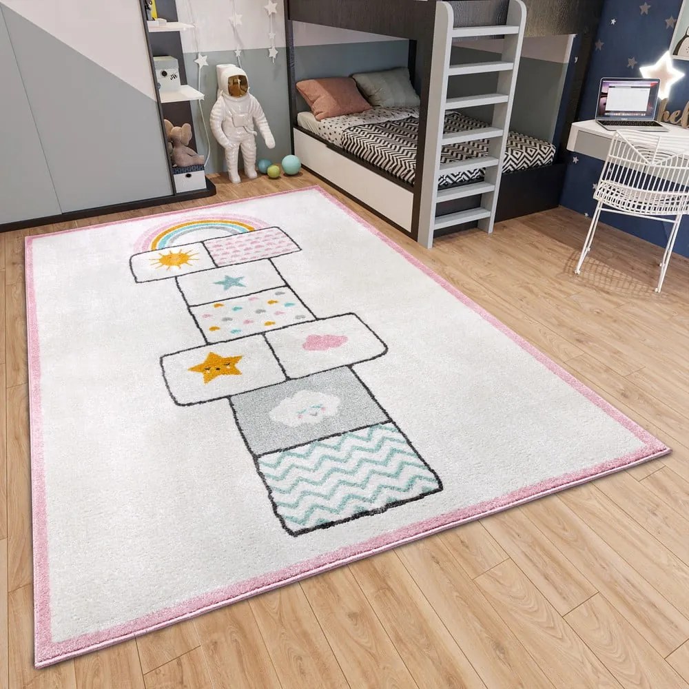 Biało-różowy dywan dziecięcy 120x170 cm Bouncy – Hanse Home