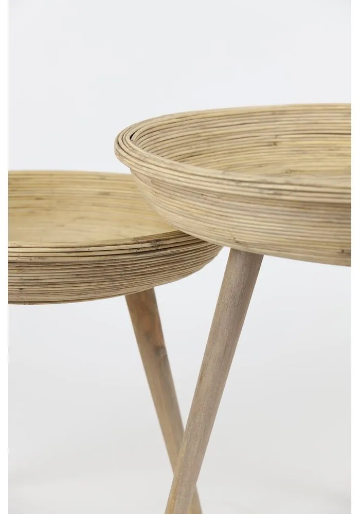 Rattanowe okrągłe stoliki zestaw 2 szt. ø 56 cm Colon – Light & Living