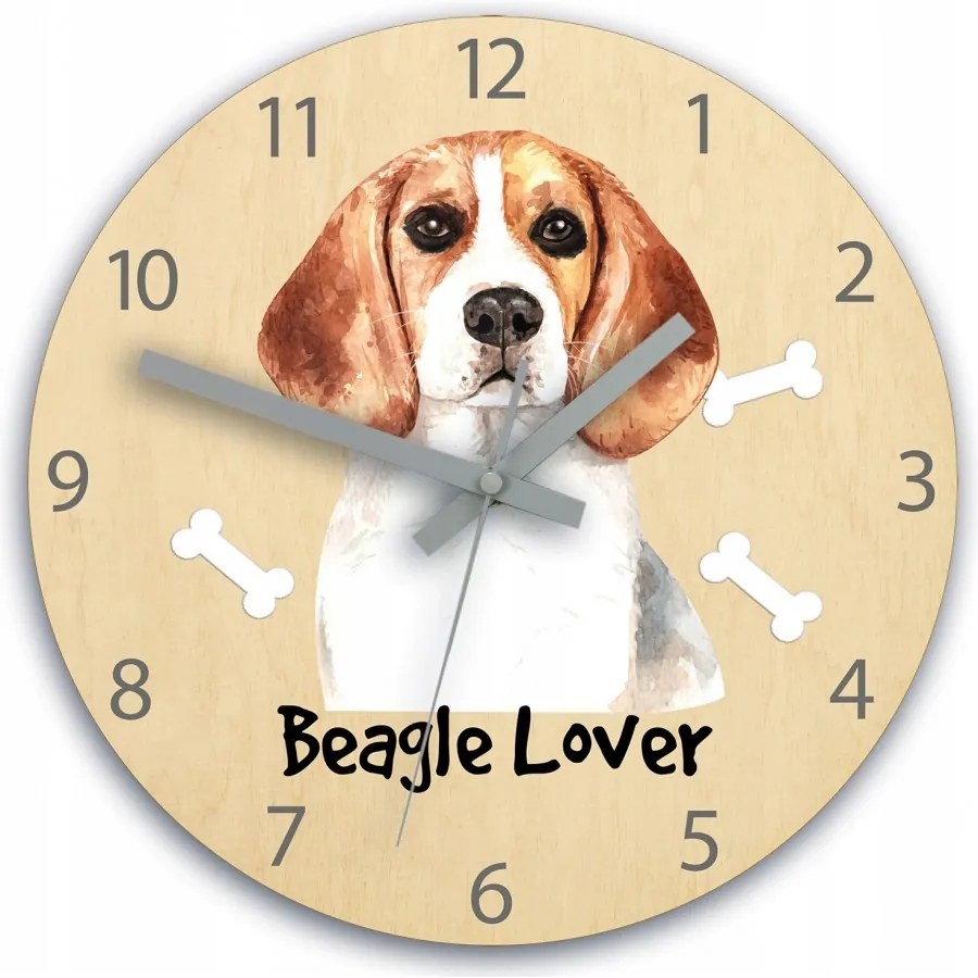 Zegar na ścianę cichy do pokoju dziecięcego drewniany nowoczesny piesek