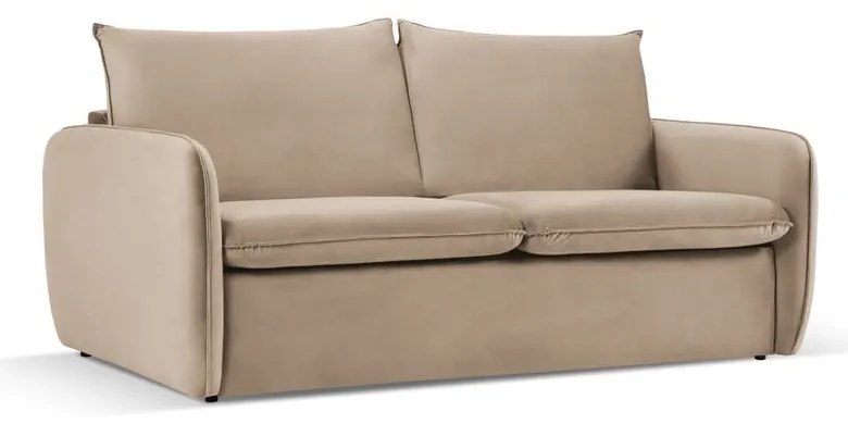 Beżowa aksamitna rozkładana sofa 194 cm Vienna – Cosmopolitan Design