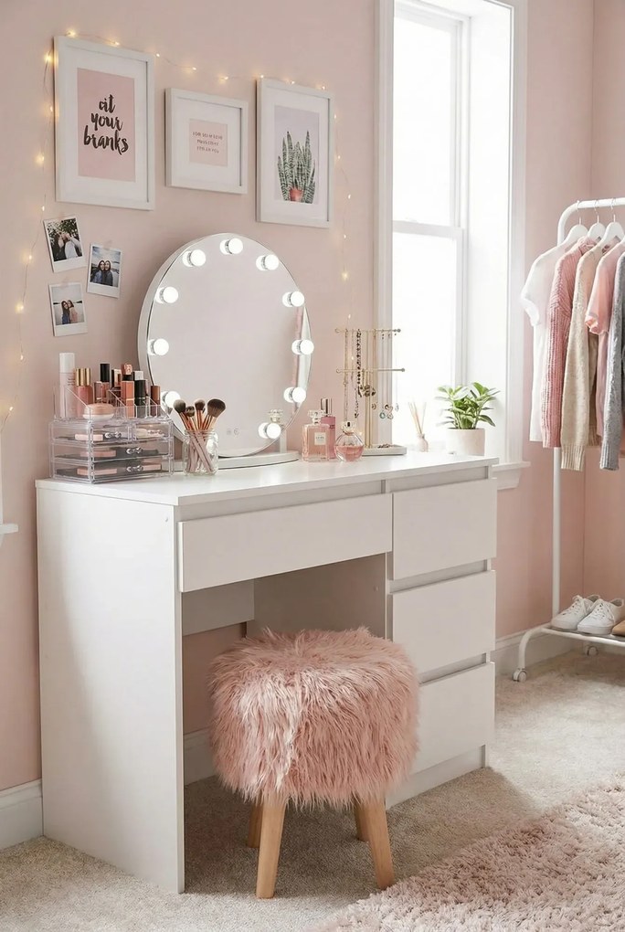 Białe biurko do toaletki z szufladami L5-Z54