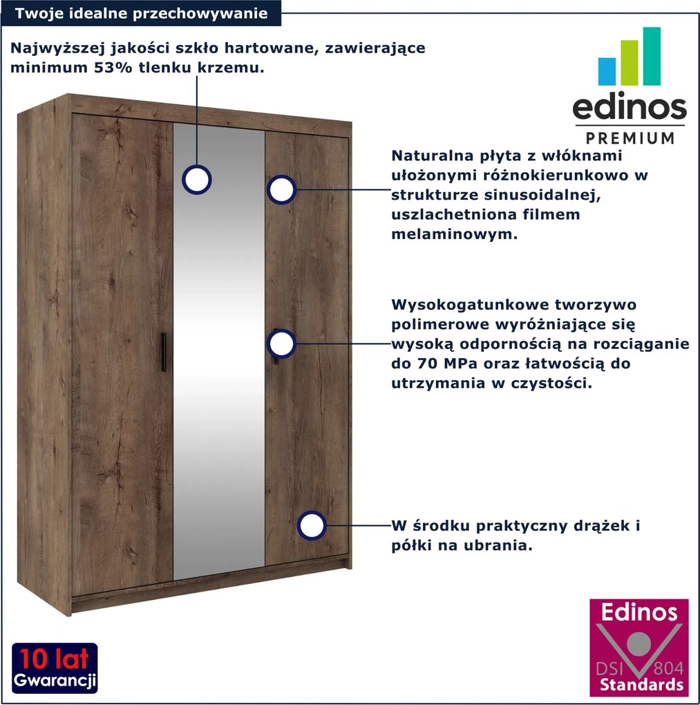 Duża szafa z lustrem do przechowywania dąb lefkas F9-D49