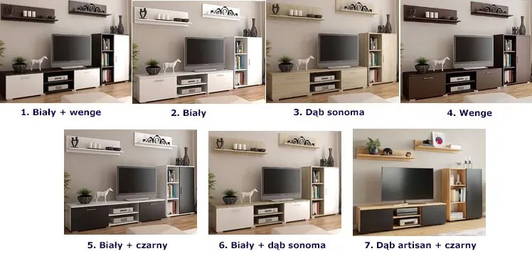 Zestaw mebli pod telewizor rtv do salonu dąb artisan + czarny N3-M97